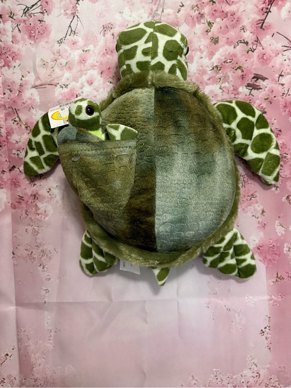 Fun Stuff Sea Turtle plush with pouch plus mini baby plush. NWT.